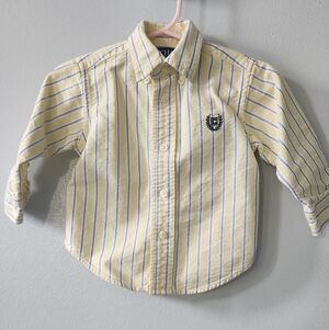Chaps Yellow and Blue Toddler Button Down Shirt Size 12 Mos Excellent Condition